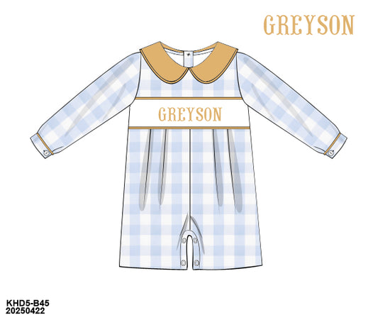 PRE-ORDER 35 LAST OF FALL: Blue Check + Mustard Skirted Shortall (ETA: SEPTEMBER to customers)