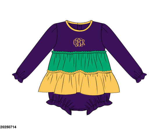 PRE-ORDER 39 Winter & More: Mardi Pardi Colorblock Ruffled Bubble - Long Sleeves (ETA: December to KS then to customers)
