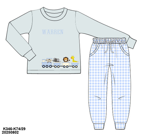PRE-ORDER 39 Winter & More: Zoo Train Joggers Set (ETA: December to KS then to customers)