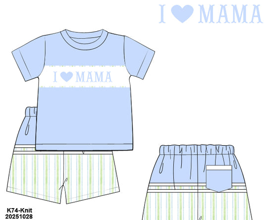 PRE-ORDER 42 Mother's Day: Magnolia Blues Striped Shorts Set (ETA: March to KS then to customers)