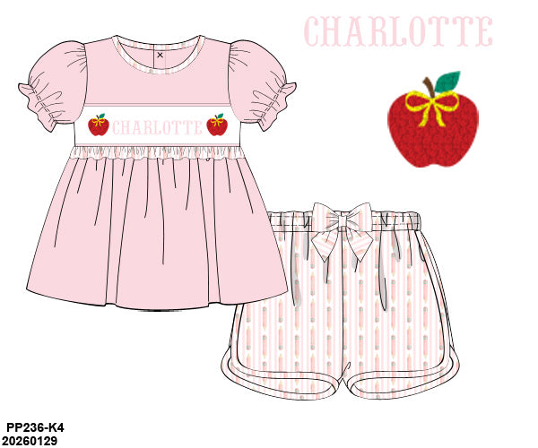 PO 45 BACK TO SCHOOL: School is Cool Shorts Set with bow (S IS FOR SCHOOL)