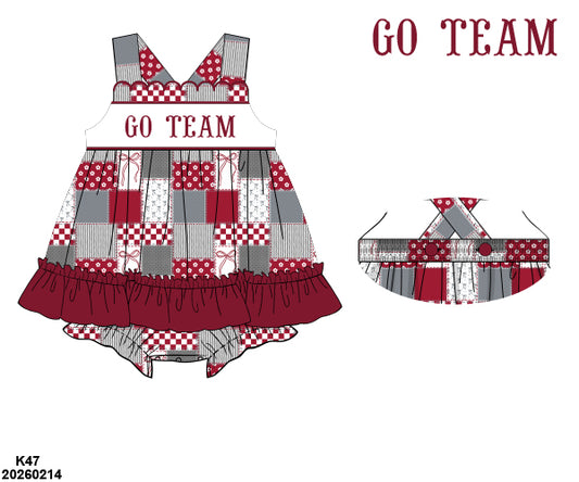PO 47 GO TEAM: Crimson and Gray Skirted Bubble (ETA: late July to customers)