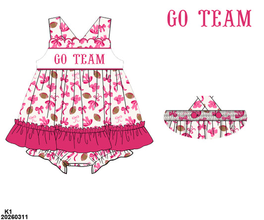 PO 47 GO TEAM: Pink and White Skirted Bubble (ETA: late July to customers)