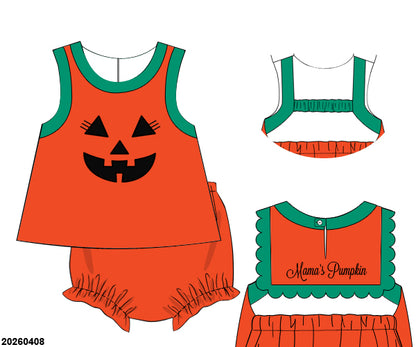 RTS FALL ONE: Pumpkin Face Bloomers Set (ships out in 3-5 business days)