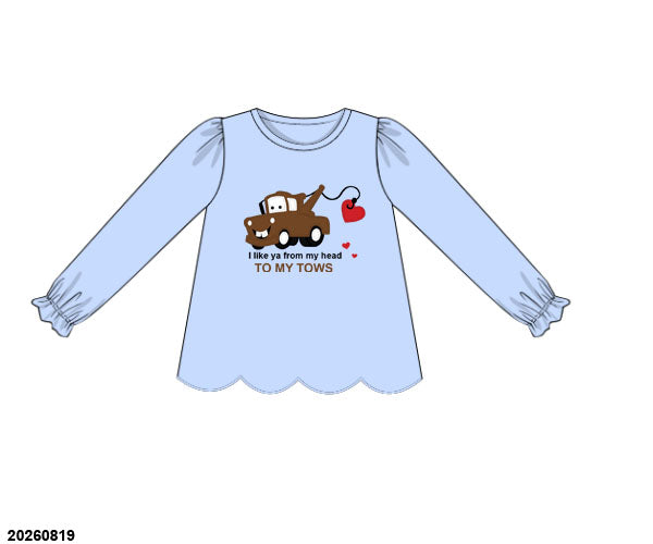 PO 53 VALENTINE: Tow-Tally Cute Scalloped Shirt Only (ETA late December to KS then to customers)