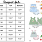 Diaper / Bloomer Sets Size Charts