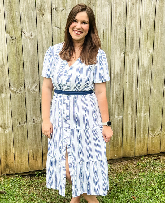 Mother's Day Extras: Navy Stripes Mom Dress (WOVEN)