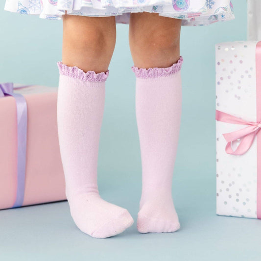 RTS LSC: Lilac Lace Top Knee High Socks