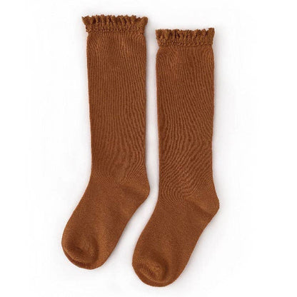 RTS LSC: Sugar Almond Lace Top Knee High Socks