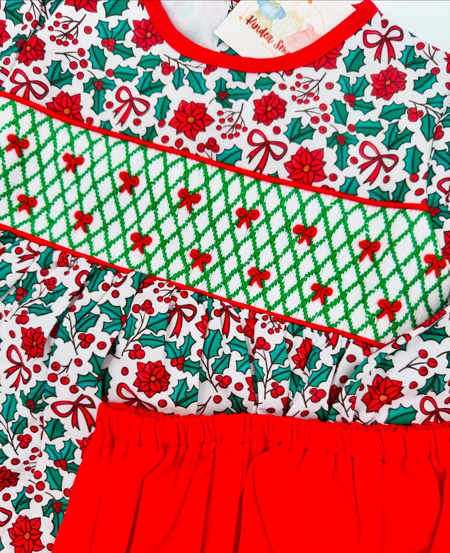 RTS KS Christmas: Tis The Season Bullion Stitch Bow Bloomer Set