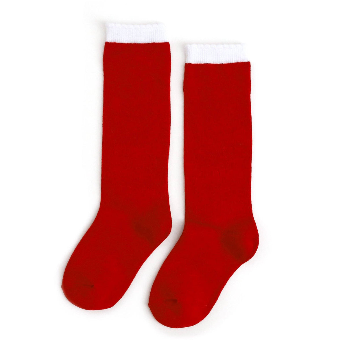 Red/White Scalloped Knee High Socks