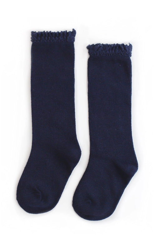 Little Stocking Co Navy Lace Top Knee High Socks (ETA - Mid November to KS then to customers)