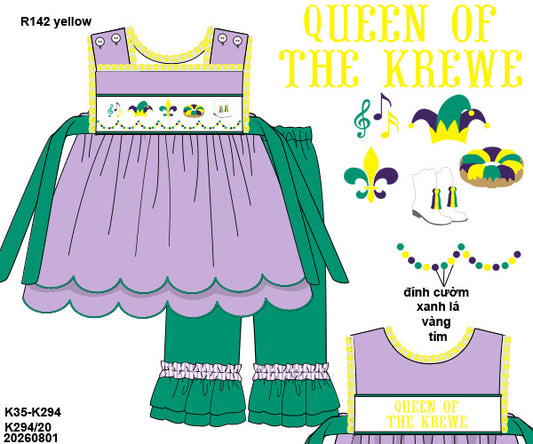 Pre-Order 53.5: Queen of the Krewe Pants Set - as pictured (ETA December to KS then to customers)