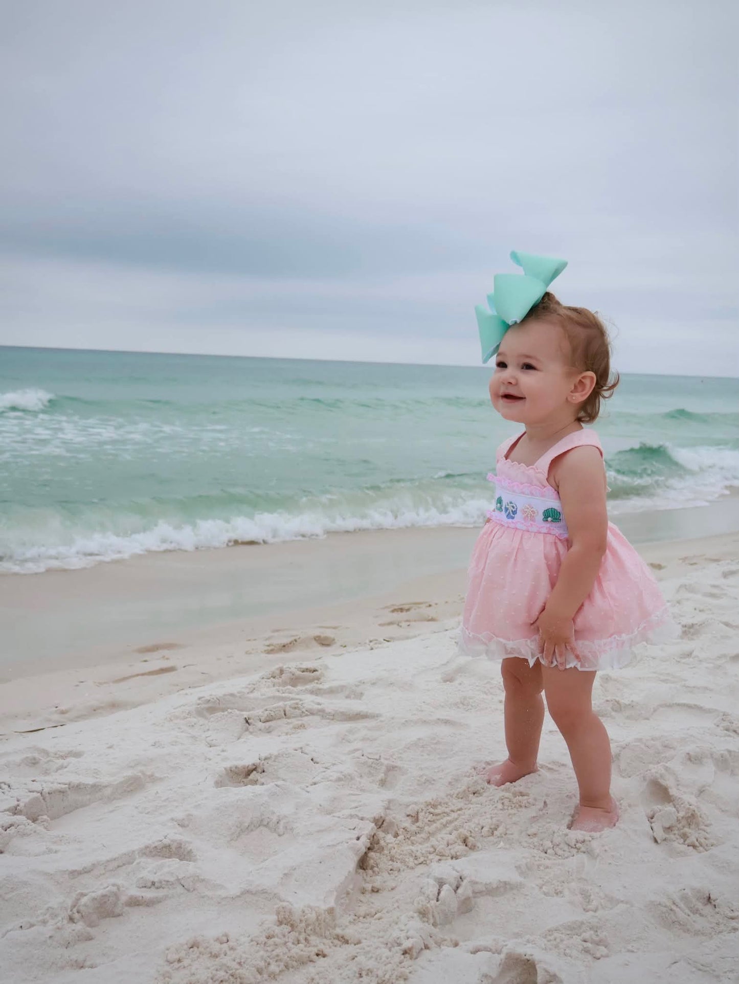 PRE-ORDER 43 Sweet Summer Part One: Smocked Pearly Shells Skirted Bubble (ETA: May to customer)