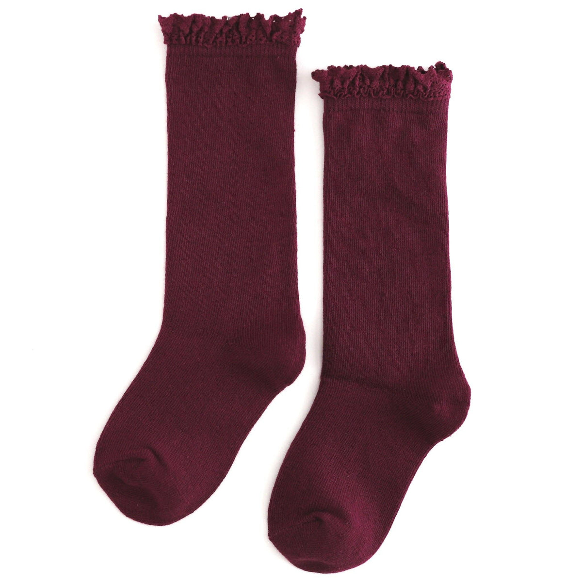 RTS LSC: Burgundy Lace Top Knee High Socks