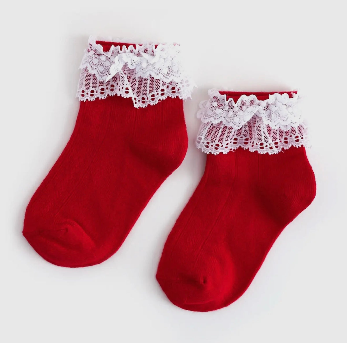 Little Stocking Co Lace Bobby Socks - Red/White (ETA - Mid November to KS then to customers)