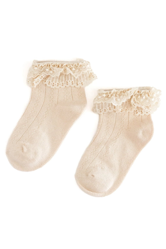 Little Stocking Co Lace Bobby Socks - Vanilla (ETA - Mid November to KS then to customers)