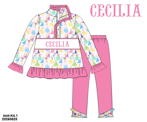 PO 52 MAGICAL WINTER: Fit For A Princess Name Smock Pants Set (ETA late November to customers)
