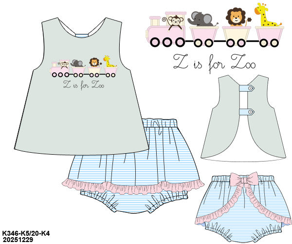 PRE-ORDER 44 Last of Summer: Z is for Zoo Bloomers Set (ETA: Late May to customer)