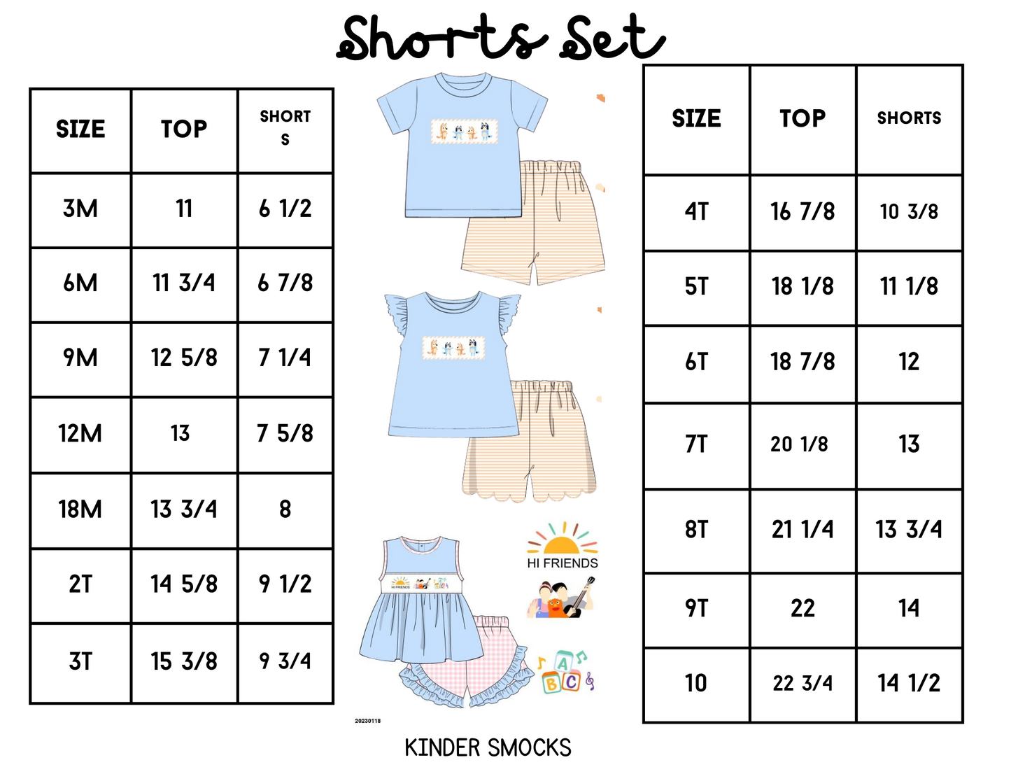 Regular Length Shorts Size Charts