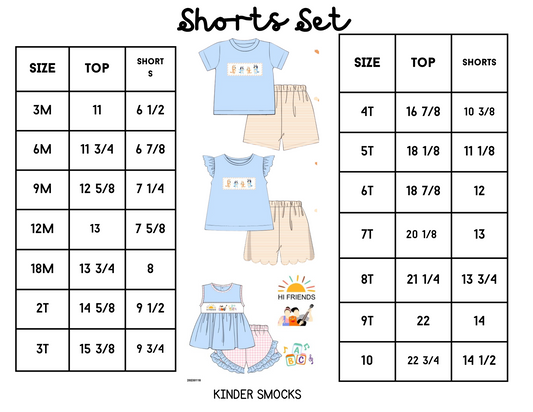 Regular Length Shorts Size Charts