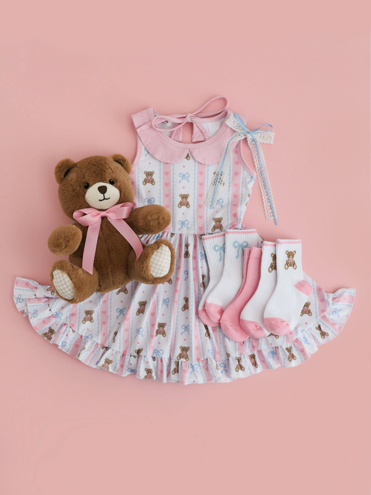 RTS LSC: Crew Socks 3-Pack - Teddy Bow