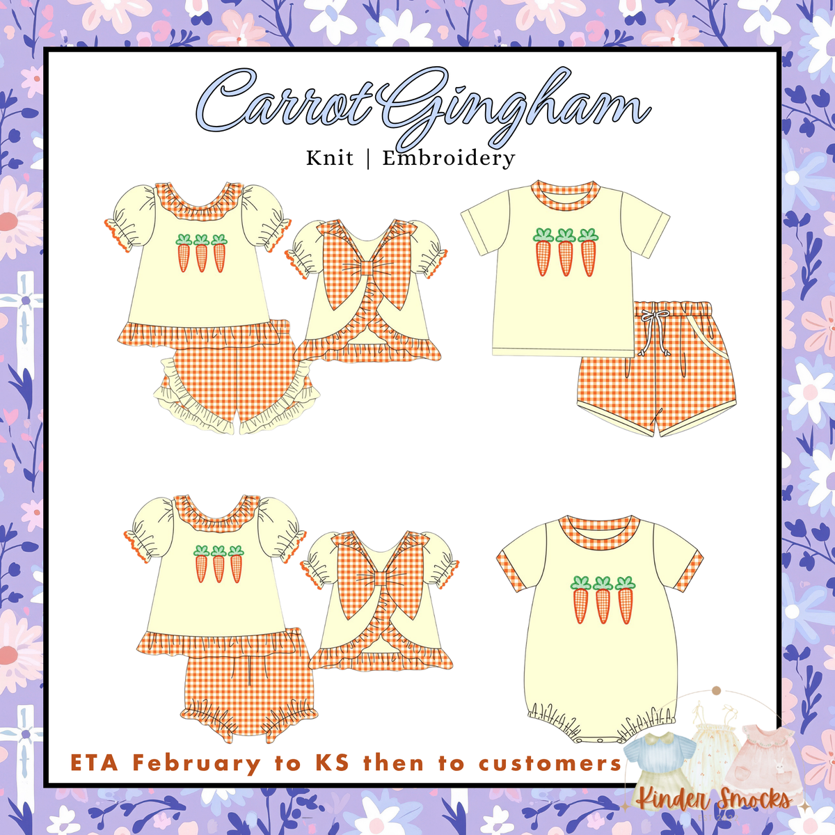 Kinder Play PO 6 Easter: Carrot Gingham (ETA February to KS then to customers)