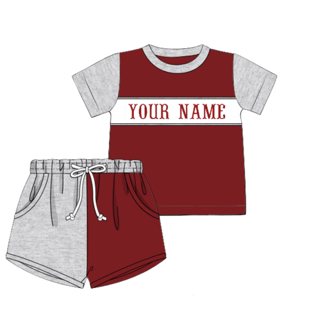 PO 47 GO TEAM: Crimson and Gray Shorts Set (ETA: late July to customers)
