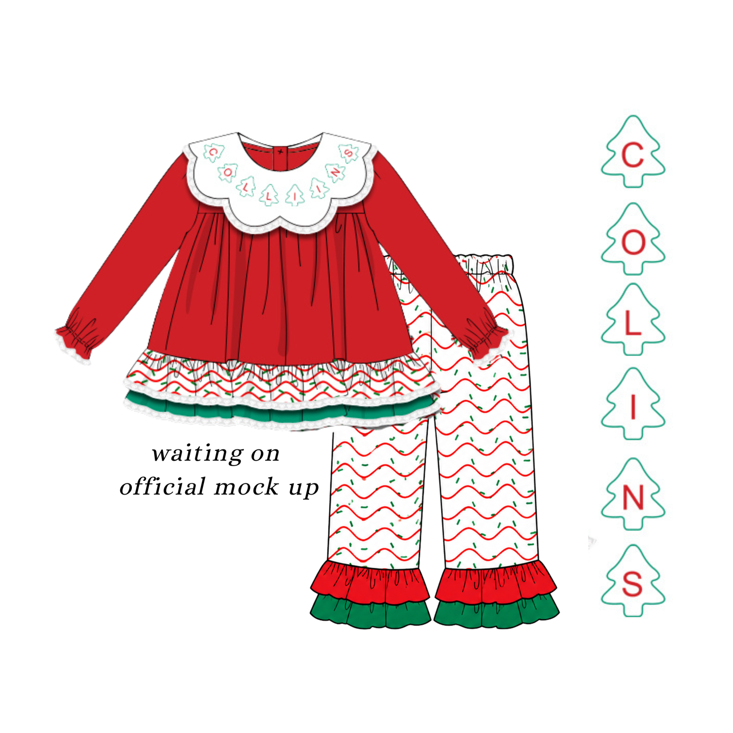 PO 50 CHRISTMAS PART ONE: Tree Cakes Pants Set (ETA late September to customers)