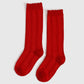 Little Stocking Co Bright Red Scalloped Knee High Socks