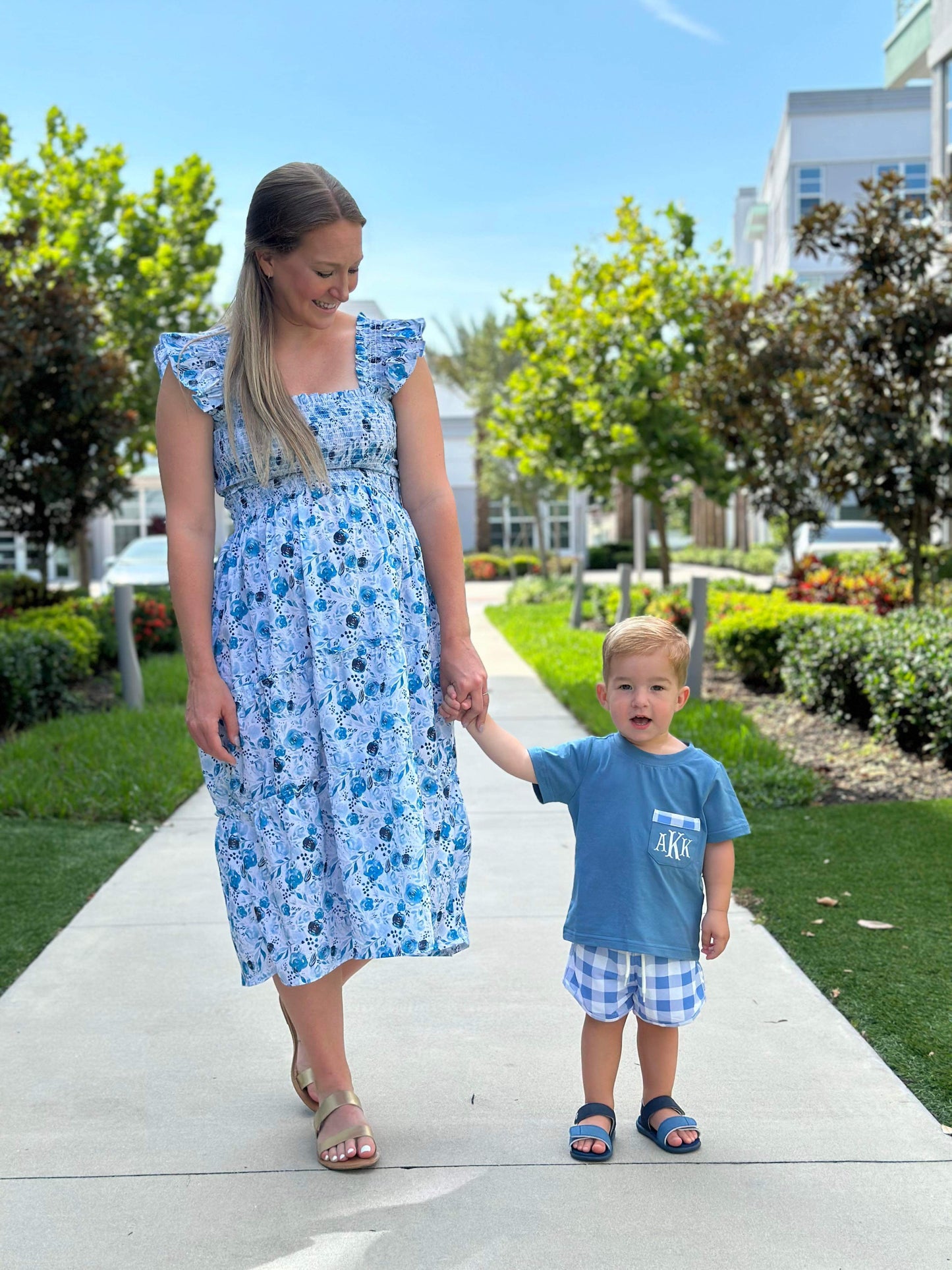 RTS: Blue Rose & Slate Mom Dress (3-5 business days)