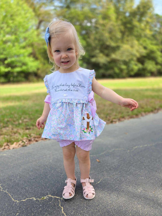 PO 27 SPRING PART ONE: Hebrews 12:2 Floral Bloomer Set (ships in 5-7 business days)