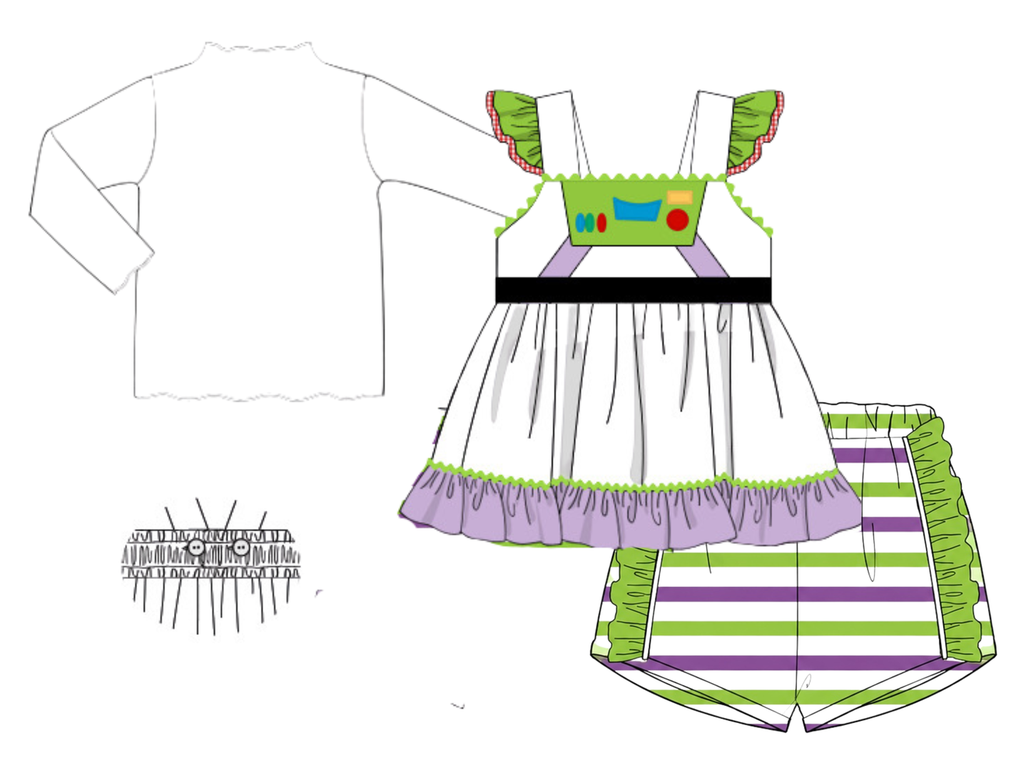 PO 50.5 TOY FRIENDS: Space Hero Ruffled Shorts Set (ETA: ships out late August to customers)