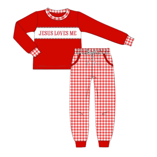 [WHOLESALE] PRE-ORDER 38 Hello 2026: Red Gingham Joggers Set (ETA: November to KS then to customers)