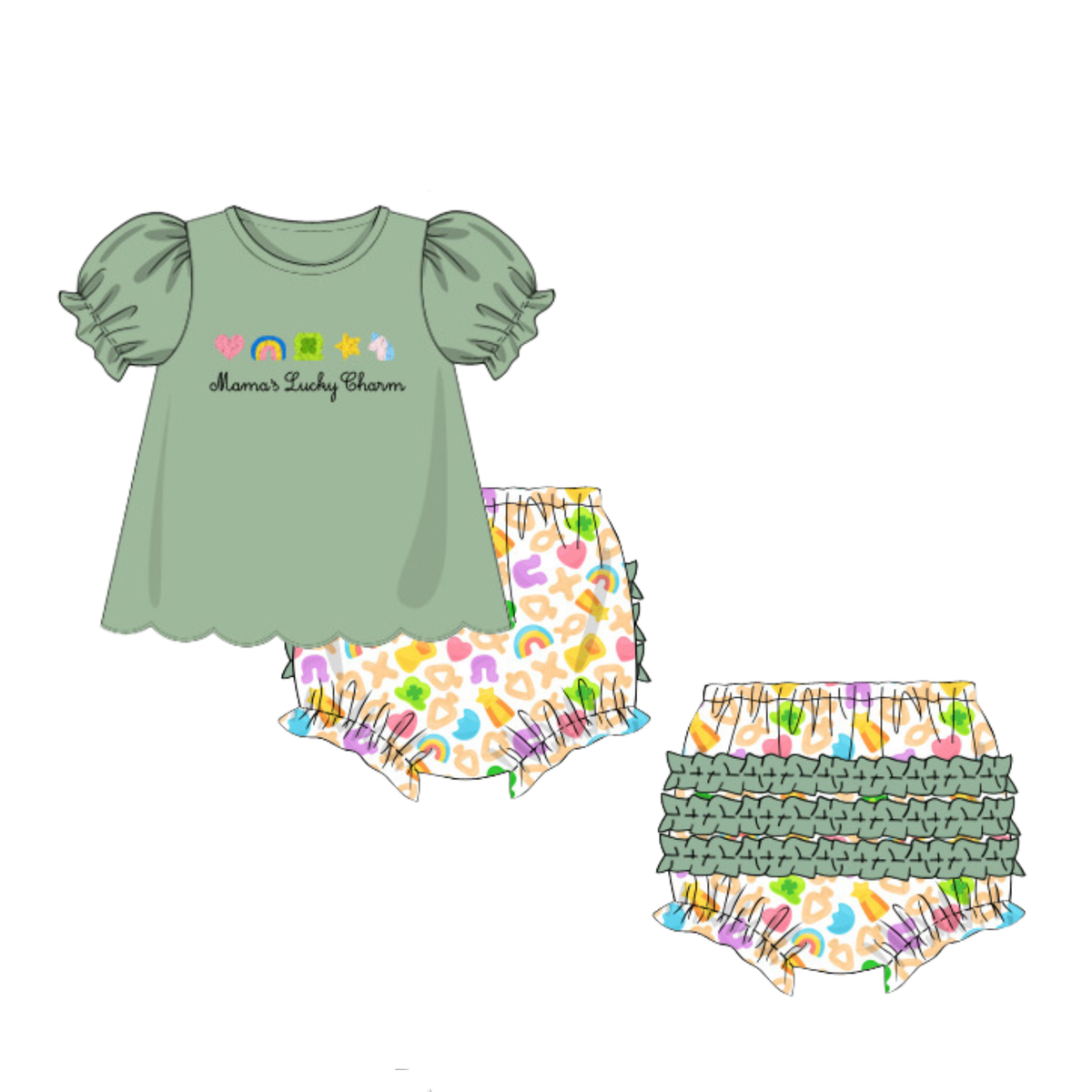 Pre-Order 54 St Paddy's: Mama's Lucky Charm Bloomers Set (ETA January to KS then to customers)