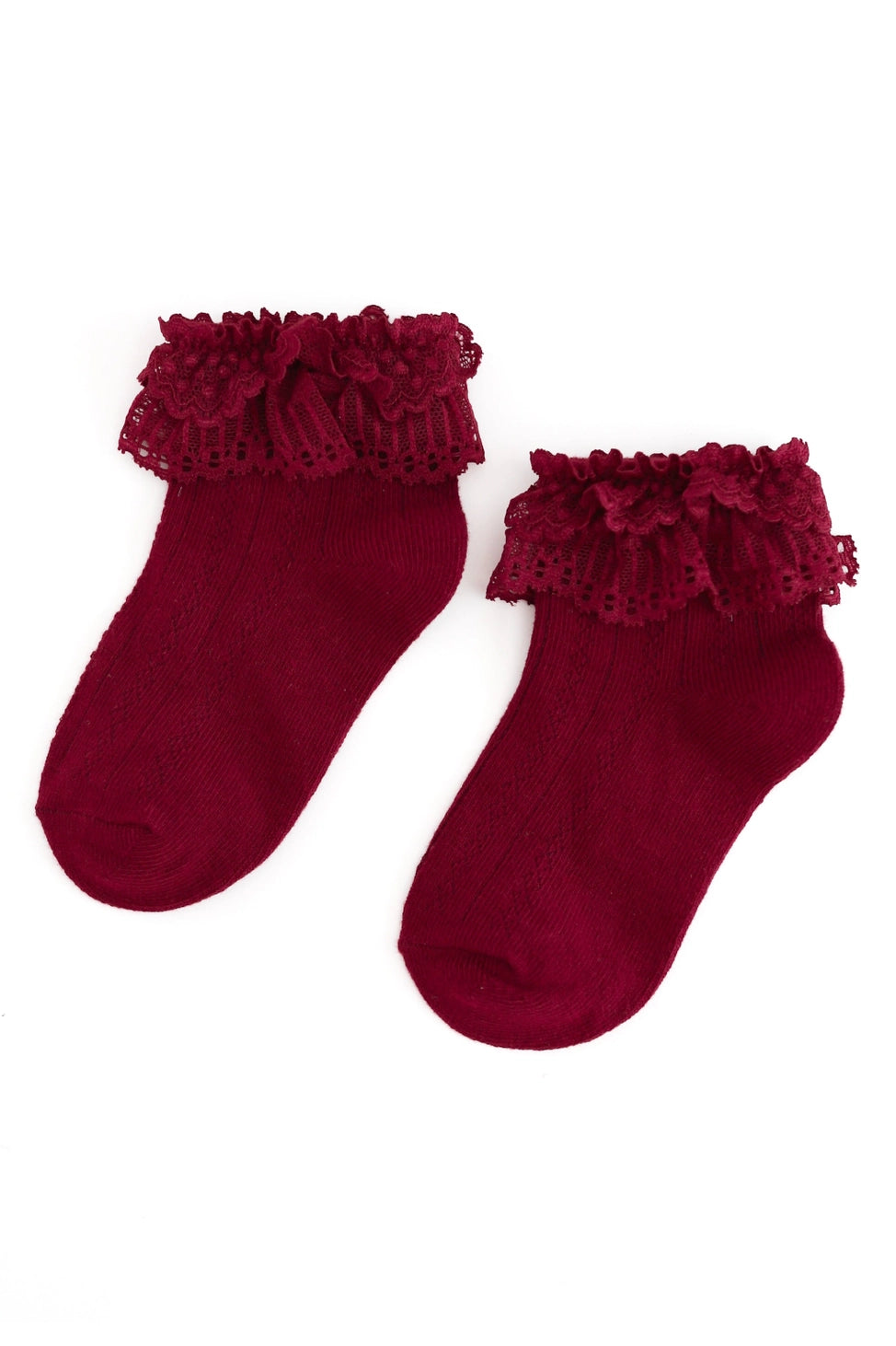 Little Stocking Co Lace Bobby Socks - Crimson (ETA - Mid November to KS then to customers)