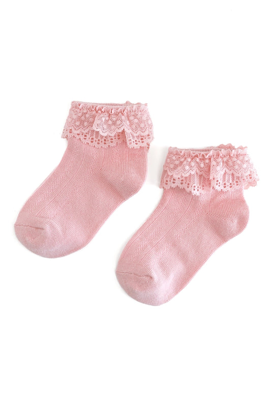 Little Stocking Co Lace Bobby Socks - Quartz Pink (ETA - Mid November to KS then to customers)