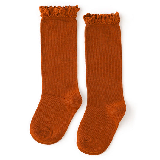 RTS LSC: Pumpkin Spice Lace Top Knee High Socks