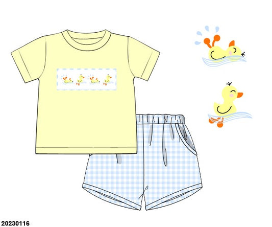 PO 7: Smocked Ducks Shortie Set