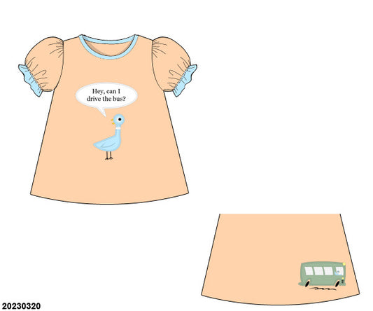Back to School: Pigeon & Bus cap sleeve shirt only
