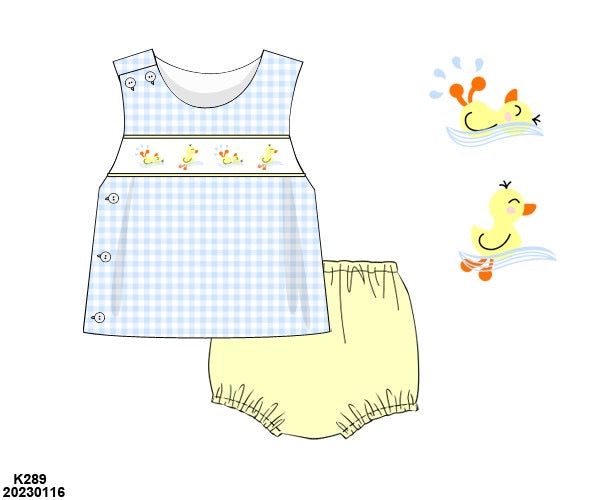 PO 7: Smocked Ducks Diaper Set